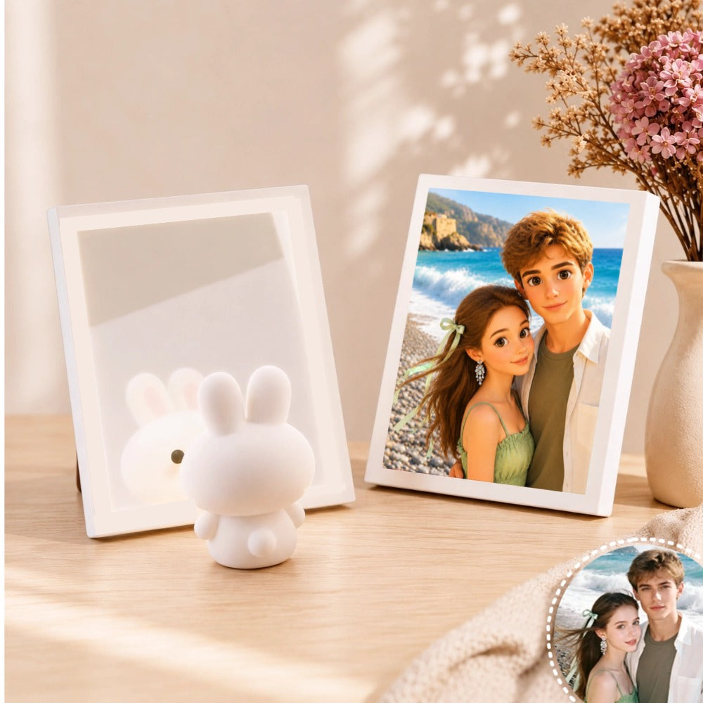 Personalized LED Mirror Photo Frame – Mirror When Off, Illuminated Picture When On, Rechargeable or Plug-In