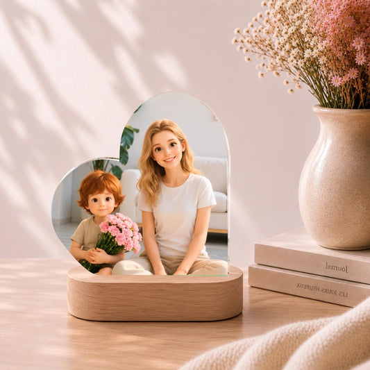 Personalized Heart-Shaped Acrylic LED Night Light, Plug-In Design