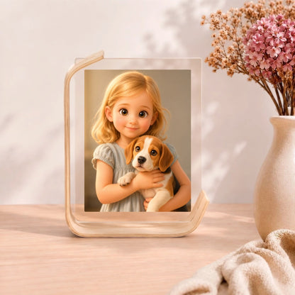 Custom Acrylic Cartoon Portrait Photo Frame for Two 6-Inch Photos, Double-Sided Design