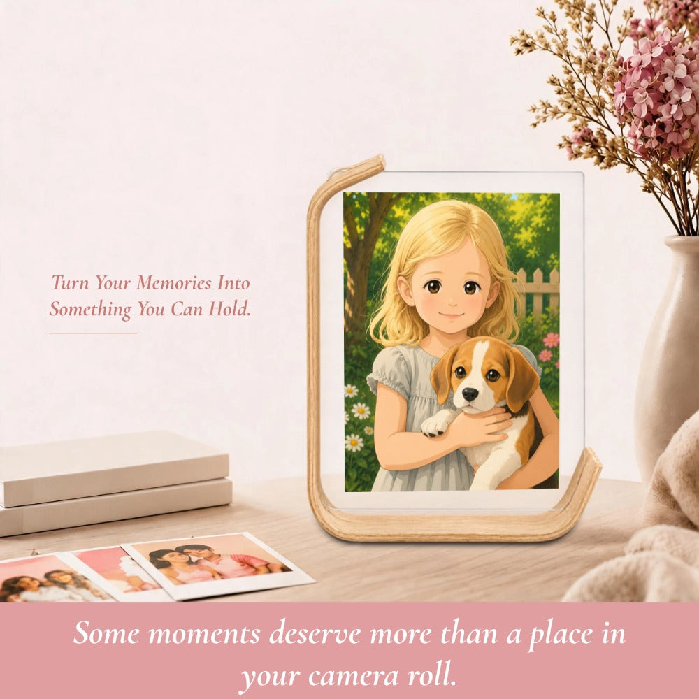 Custom Acrylic Cartoon Portrait Photo Frame for Two 6-Inch Photos, Double-Sided Design