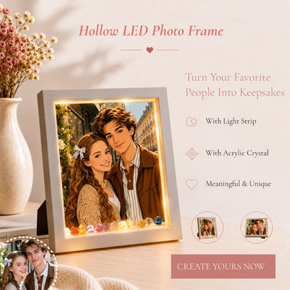 Personalized 3D Hollow LED Photo Frame with Crystal Ornament and Battery Power