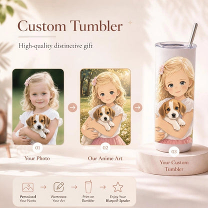 Custom Cartoon Portrait Insulated Tumbler, 20 oz (600 ml)