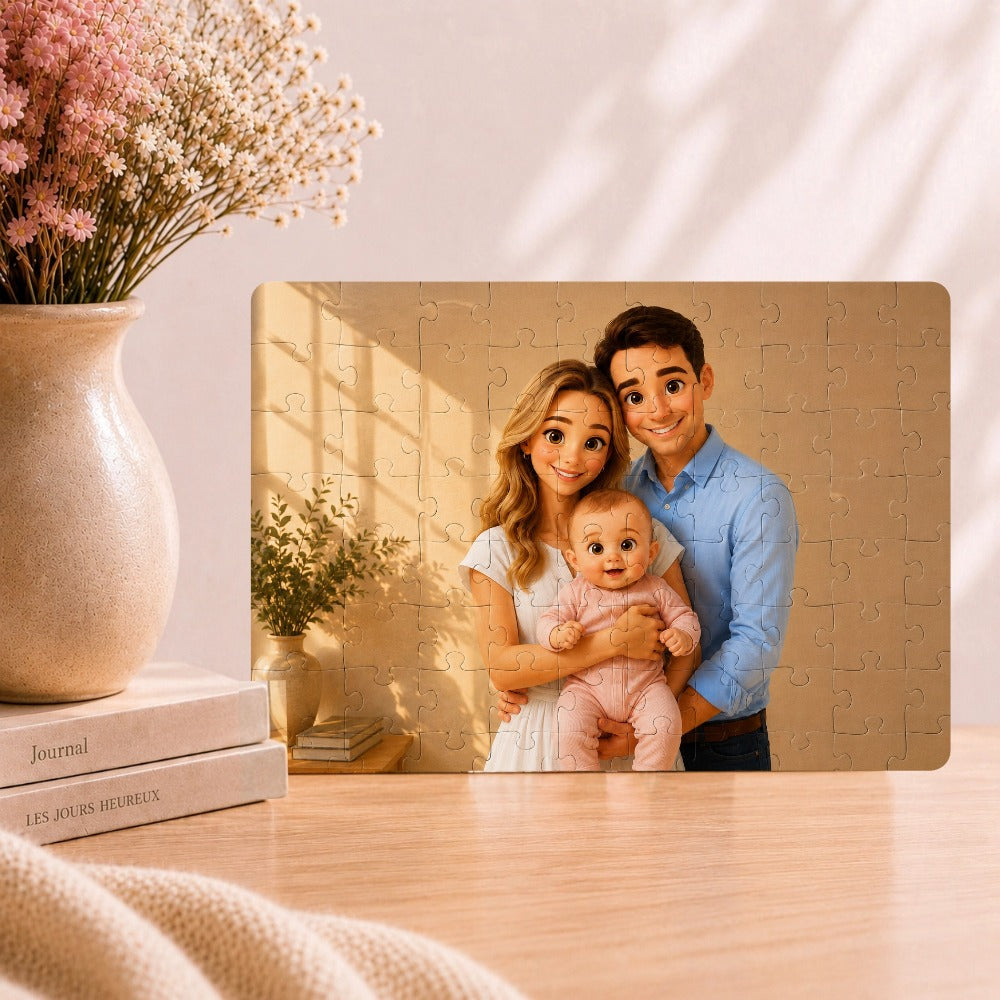 Custom Magnetic Jigsaw Puzzle, A4 Size and Heart-Shaped, with Optional Photo Frame