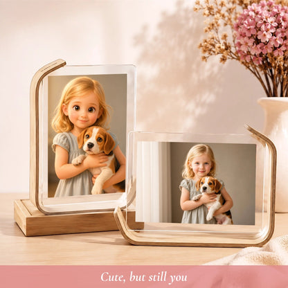 Custom Acrylic Cartoon Portrait Photo Frame for Two 6-Inch Photos, Double-Sided Design