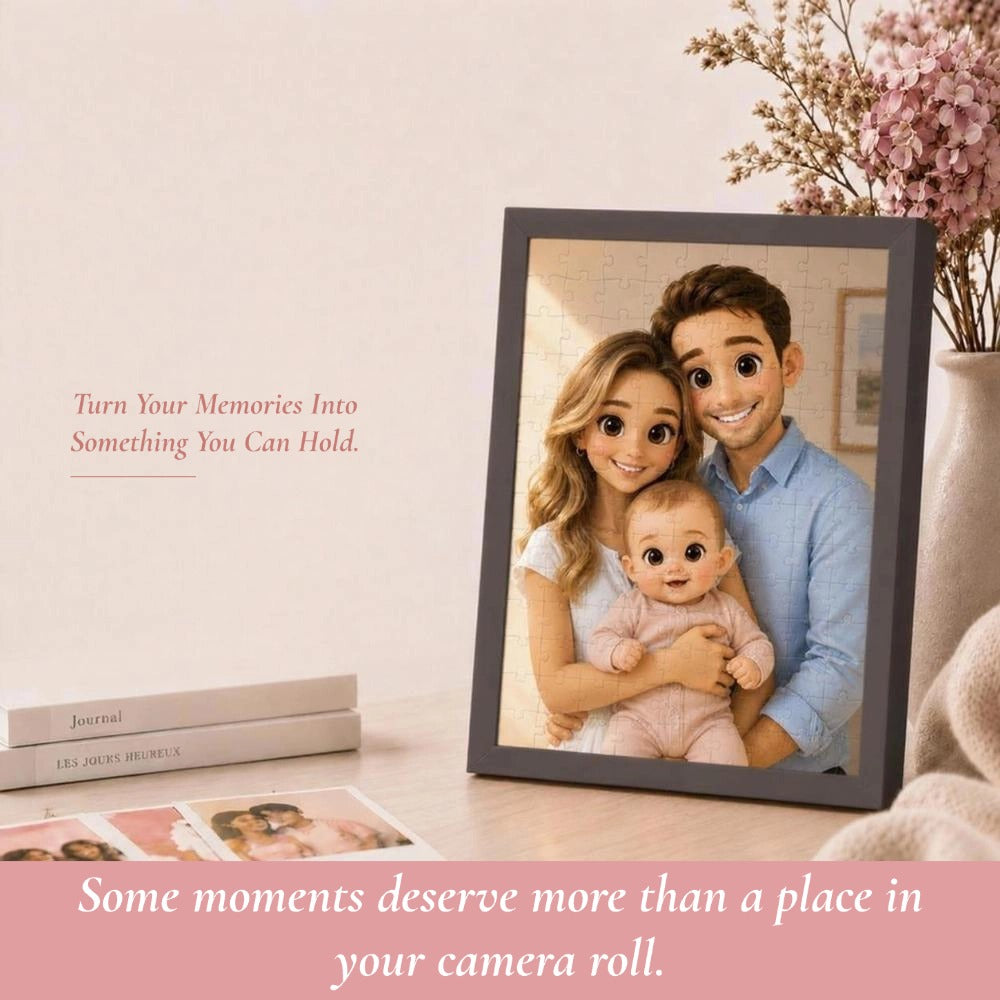 Custom Magnetic Jigsaw Puzzle, A4 Size and Heart-Shaped, with Optional Photo Frame