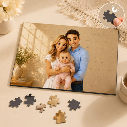 Custom Magnetic Jigsaw Puzzle, A4 Size and Heart-Shaped, with Optional Photo Frame