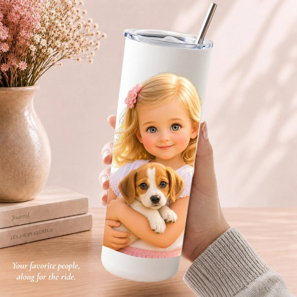 Custom Cartoon Portrait Insulated Tumbler, 20 oz (600 ml)