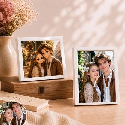 Personalized 3D Hollow LED Photo Frame with Crystal Ornament and Battery Power