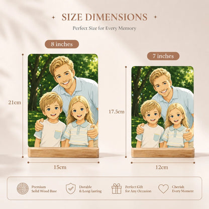 Personalized Aluminum Photo Print with Wooden Stand, Available in 7-Inch and 8-Inch Sizes