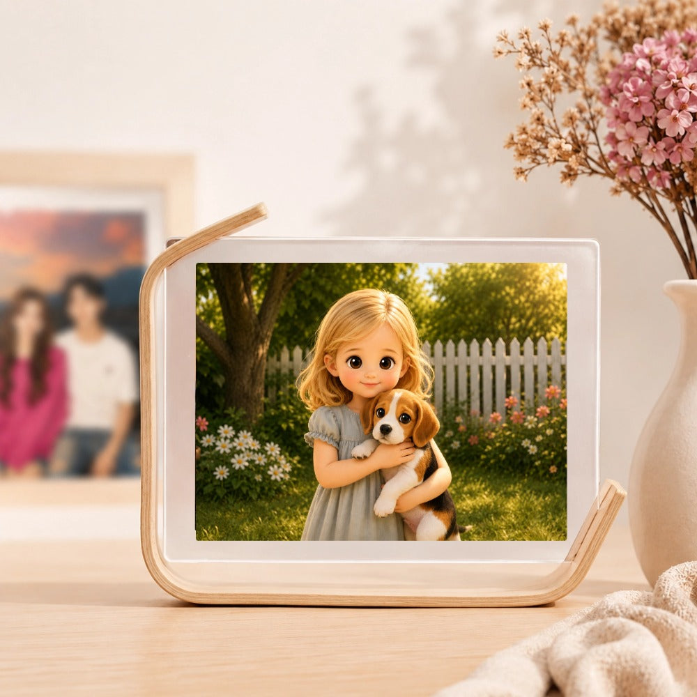 Custom Acrylic Cartoon Portrait Photo Frame for Two 6-Inch Photos, Double-Sided Design