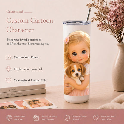 Custom Cartoon Portrait Insulated Tumbler, 20 oz (600 ml)